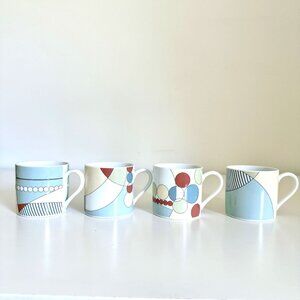FRANK LLOYD WRIGHT MUSEUM OF MODERN ART NEW YORK 1998 MUGS - SET OF 4 GEOMETRIC